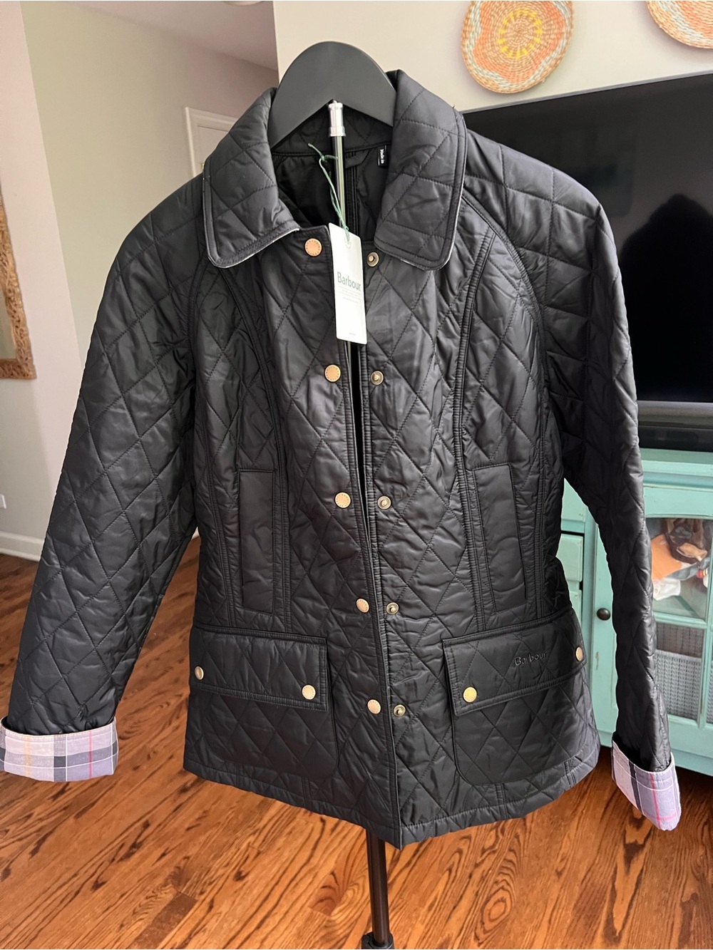 NWT Barbour Black Quilted Button-Front Puffer Jacket